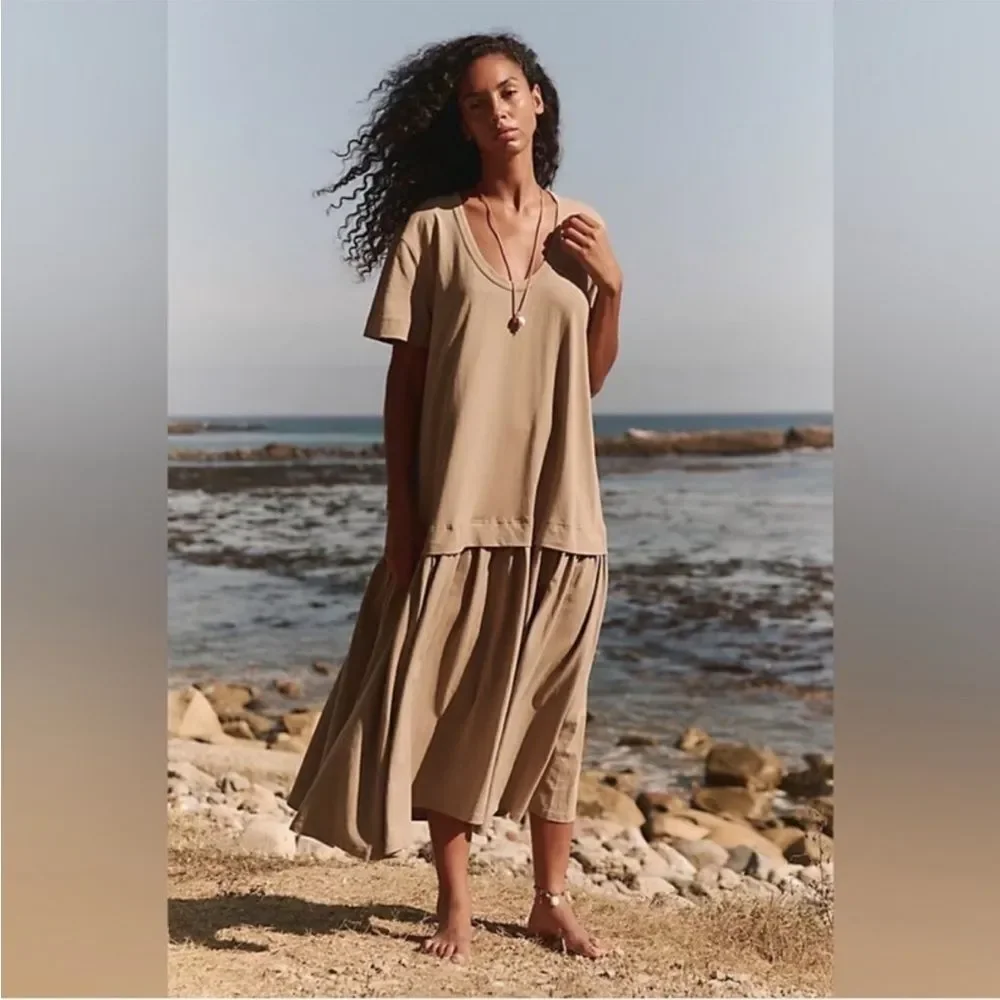 Free People Olive/Taupe Maxi Dress